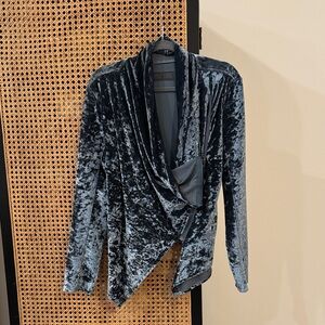 Blank NYC Crushed Velvet Drape Jacket - Blue
